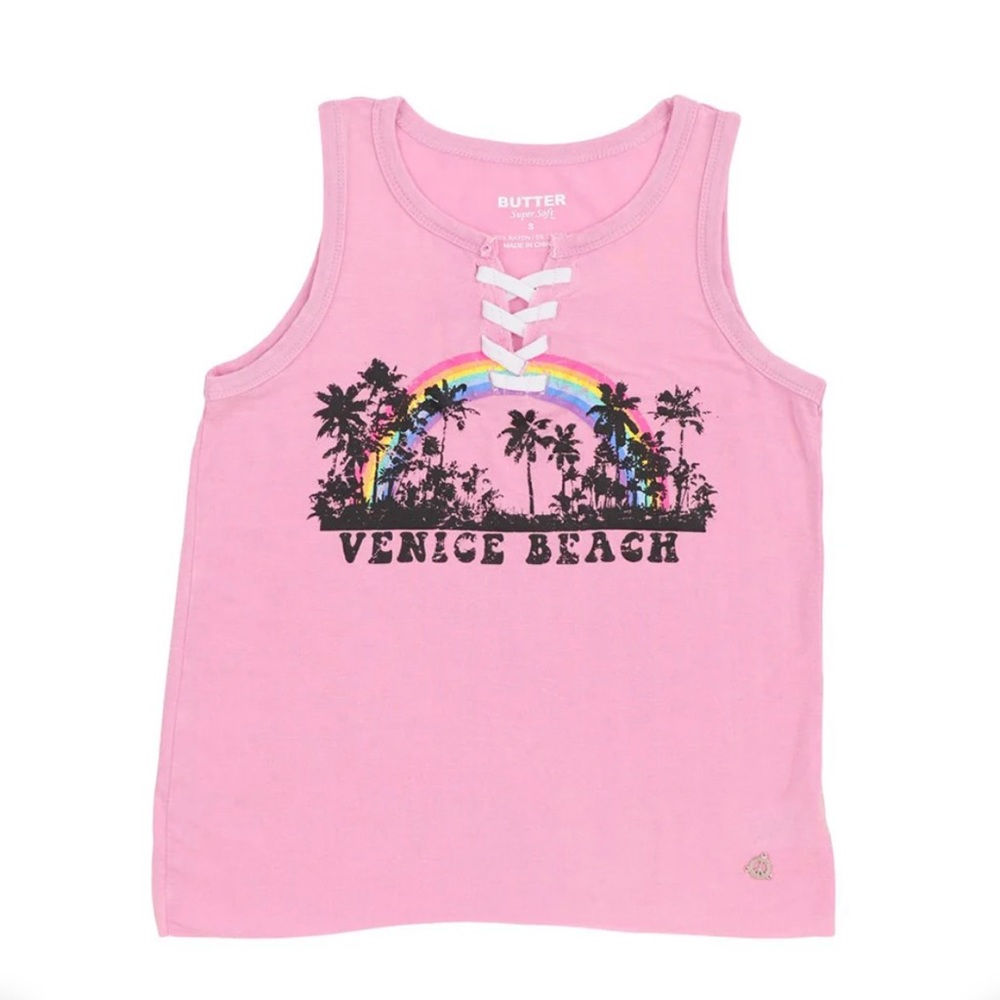Butter Girl’s “Venice Beach” Lace-up Mineral Wash Tank Top